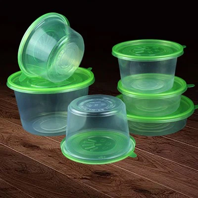 Transparent Packaged Round Bowl Nrog Green Flat Hau